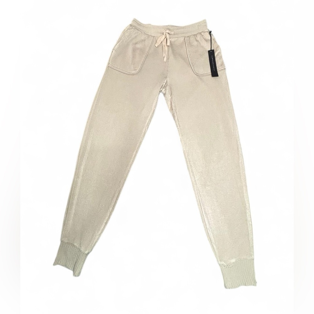 Jane + Delancey Jogger Pants Beige Drawstring Soft Lounge Size S NWT